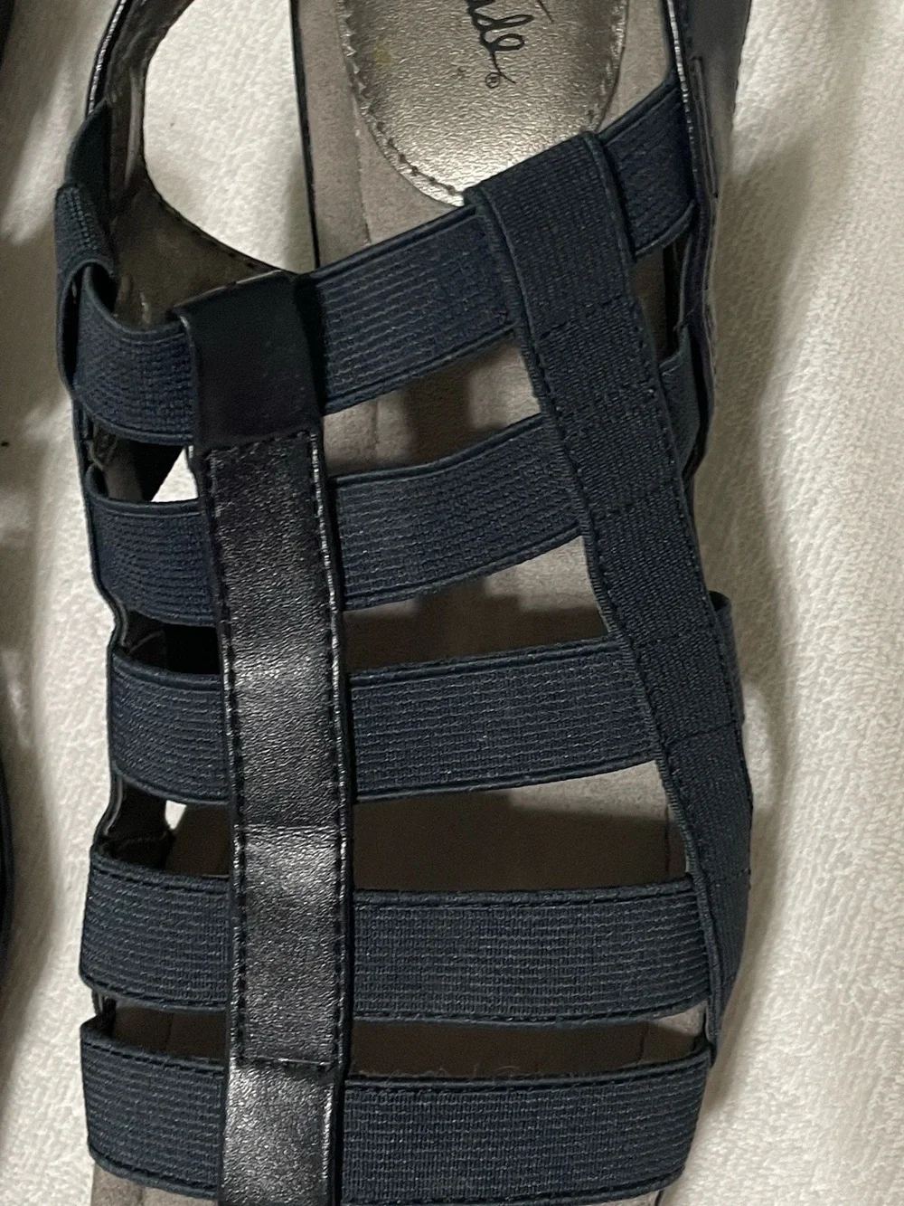 Life Stride Navy Strappy Elastic Band Women's Sandals